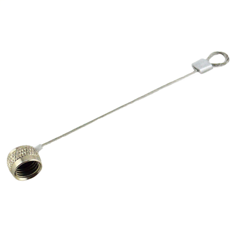 M8 female metal waterproof cap with stainless steel chain,brass with nickel plated screw